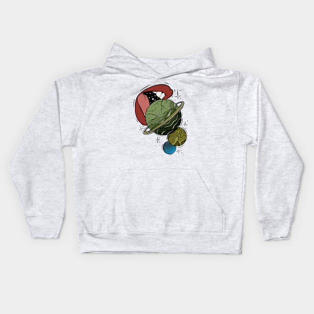 Planet Eater Colour Kids Hoodie by P7 illustrations 